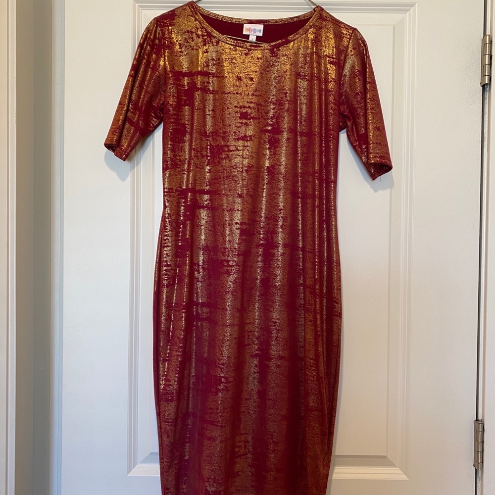 Metallic Burgundy LulaRoe Dress S